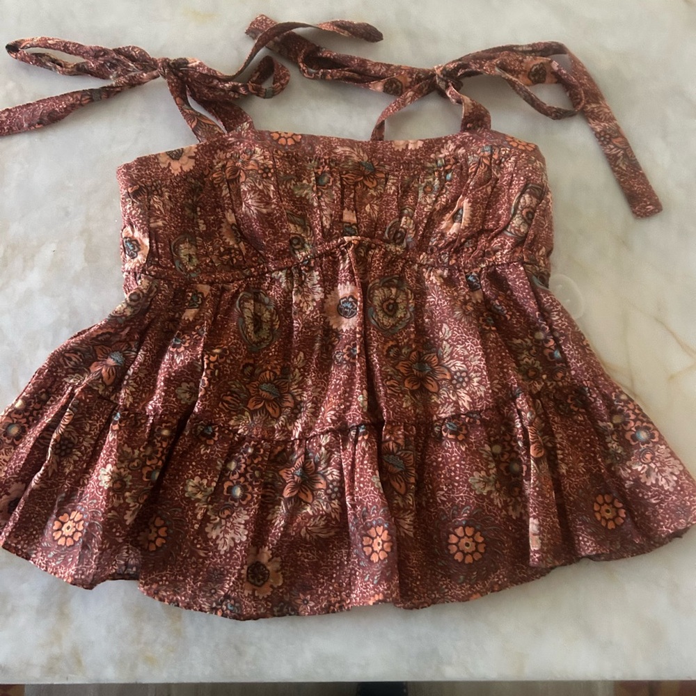 ULLA JOHNSON  adorable rust,peach and turquoise top. - Picture 3 of 5